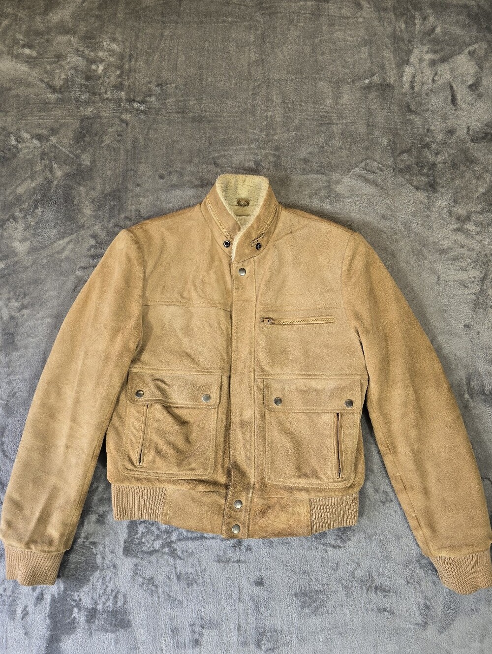 Vintage Wilsons Suede Leather Bomber Jacket Size 38 Sm-Med Light Tan Distressed